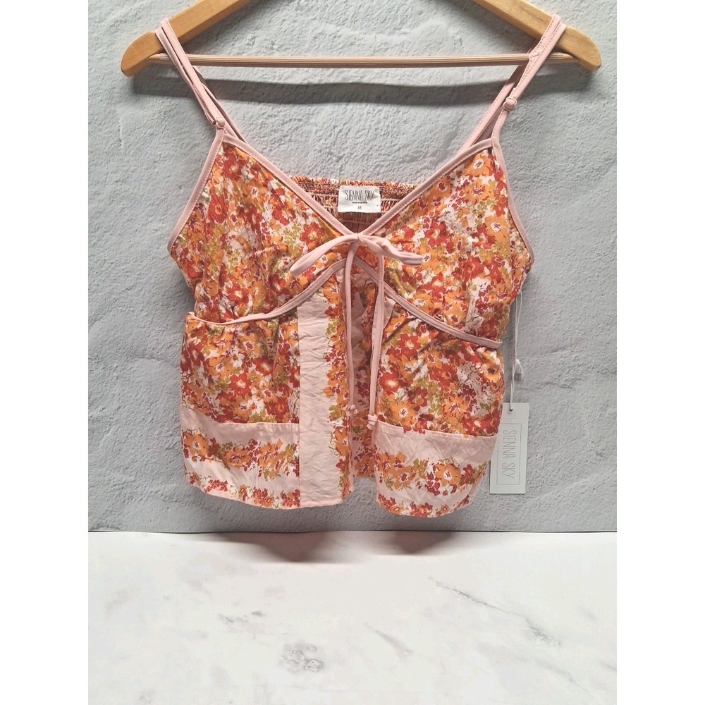 Sienna Sky Junior's Floral "Camisole" Red, Pink & Orange Size M - Picture 2 of 10